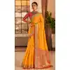 Yellow Color Banarasi Silk Weaving Work Designer Function Wear Saree - 7652177423