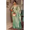 Party Wear Kanchivaram Silk Jacquard Work Designer Saree In Mint - 7653177426