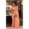 Party Wear Kanchivaram Silk Jacquard Work Designer Saree In Peach - 7653177427