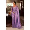 Party Wear Kanchivaram Silk Jacquard Work Designer Saree In Purple - 7653177428