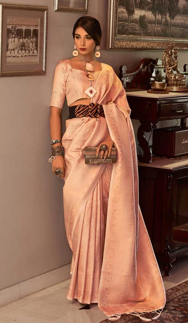 Party Wear Kanchivaram Silk Jacquard Work Designer Saree In Multi Color - 7653177429
