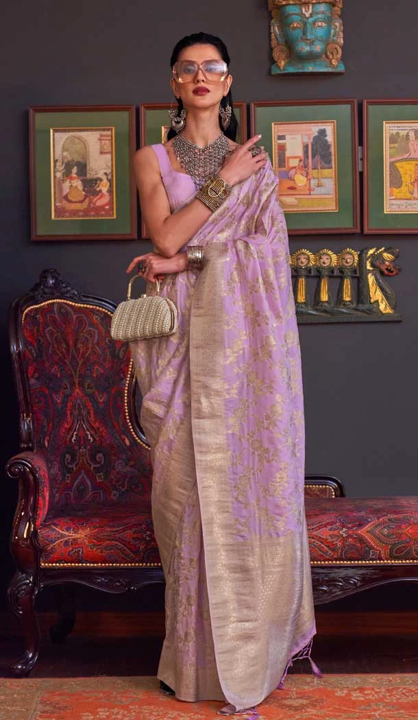 Light Purple Function Wear Designer Silk Saree With Weaving Work - 7667177504