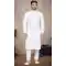 Cotton With Self Work Function Wear Designer Plus Size Men's Kurta Pajama In White - 7675177584