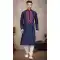 Function Wear Art Silk Resham Work Designer Plus Size Men's Kurta Pajama In Navy Blue - 7675177588