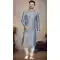 Function Wear Jacquard Resham Work Designer Plus Size Men's Kurta Pajama In Grey - 7675177590