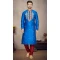 Resham And Stone Work Art Silk Function Wear Plus Size Men's Kurta Pajama In Blue - 7675177598