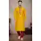 Mango Color Resham And Stone Work Art Silk Designer Function Wear Plus Size Men's Kurta Pajama - 7675177604