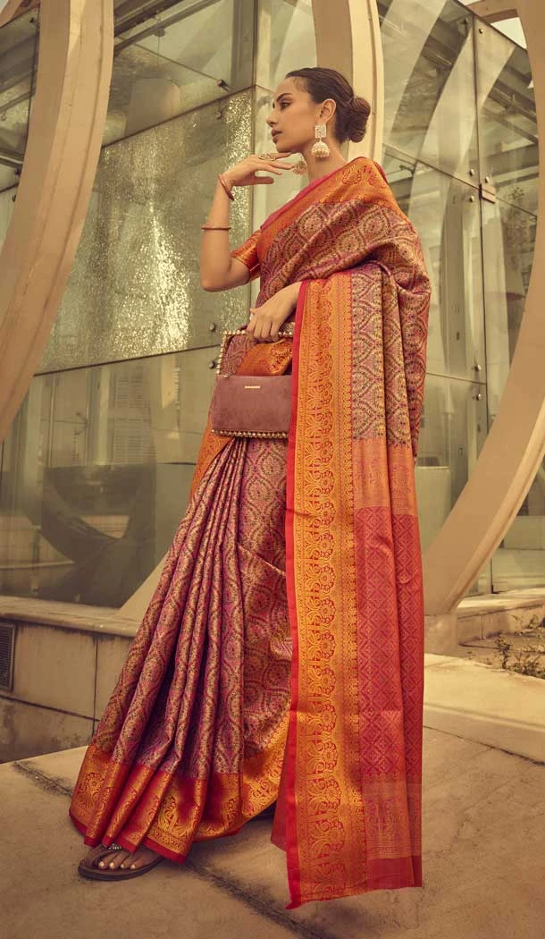 Brown Color Traditional Festival Wear Banarasi Silk Saree With Jacquard Work - 7685177657