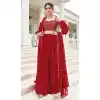 Designer Fox Georgette With Embroidery Work Party Wear Lehenga Choli In Red - 7709177795