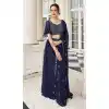 Designer Fox Georgette With Embroidery Work Party Wear Lehenga Choli In Navy Blue - 7709177796