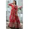 Georgette Digital Printed with Sequins Work Party Wear Readymade Gown In Red - 7020173871