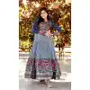 Blue Color Pashmina Silk Printed Work Festive Wear Readymade Gown - 7043173945