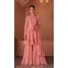 Faux Georgette Embroidery Work Festive Wear Pakistani Sharara Suit In Pink - 7369175859
