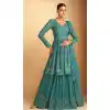 Designer Function Wear Faux Georgette Embroidery Work Palazzo Salwar Suit In Sky - 7380175925