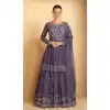 Designer Function Wear Faux Georgette Embroidery Work Palazzo Salwar Suit In Purple - 7380175926