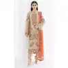 Pakistani Style Faux Georgette Embroidery Work Salwar Kameez In Beige - 7382175933