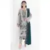 Pakistani Style Faux Georgette Embroidery Work Salwar Kameez In Grey - 7382175936