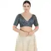 Georgette With Mirror And Sequins Work Readymade Plus Size Blouse In Blue - 7679177621