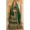 Designer Velvet Dori Zarkan Work Wedding Wear Lehenga Choli In Dazzling Green - 7710177799