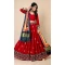 Red Color Navratri Chaniya Choli In Liva Rayon With Thread Embroidery Work - 7713177815