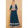 Embroidered Real Georgette Festival Wear Pakistani Style Palazzo Salwar Suit In Teal - 7720177833