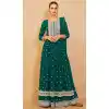 Embroidered Real Georgette Festival Wear Pakistani Style Palazzo Salwar Suit In Green - 7720177834