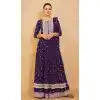 Embroidered Real Georgette Festival Wear Pakistani Style Palazzo Salwar Suit In Wine - 7720177836