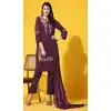 Casual Party Wear Faux Georgette Embroidered Salwar Suit In Purple - 7743177961