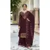 Georgette With Embroidery Work Festive Wear Pakistani Palazzo Salwar Kameez In Wine - 7837178574
