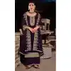 Velvet With Embroidery Work Pakistani Style Palazzo Salwar Kameez In Purple - 7833178556