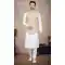 White Color Cotton Printed Work Function Wear Designer Men's Kurta Pajama With Jacket - 7674177561