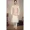 Cream Color Cotton Printed Work Function Wear Men's Kurta Pajama With Jacket - 7674177566