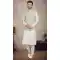 Classy Off White Color Art Silk Printed Work Function Wear Designer Men's Kurta Pajama With Jacket - 7674177579