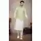 Off White Color Printed Work Art Silk Function Wear Designer Men's Kurta Pajama With Jacket - 7674177581