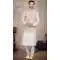 Off White Color Art Silk Printed Work Designer Function Wear Men's Kurta Pajama With Jacket - 7674177582