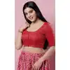 Red Color Brocade Jacquard Work Festival Wear Designer Readymade Blouse - 7730177876