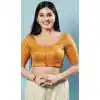 Yellow Color Brocade Jacquard Work Festival Wear Designer Readymade Blouse - 7730177877