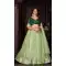 Net With Embroidered And Thread Work Heavy Function Wear Lehenga Choli In Pista - 7736177909