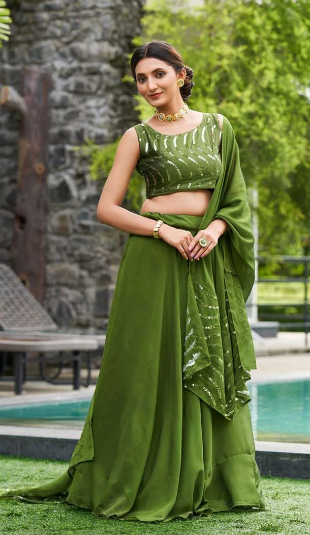 Rangoli Silk With Embroidered And Thread Work Heavy Function Wear Lehenga Choli In Green - 7736177913