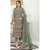 Party Wear Net Embroidered Traditional Pakistani Salwar Kameez In Green - 7798178248