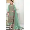 Party Wear Net Embroidered Traditional Pakistani Salwar Kameez In Sky - 7798178250