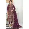 Party Wear Net Embroidered Traditional Pakistani Salwar Kameez In Purple - 7798178251