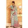 Sky Blue Color Traditional Butta Silk With Woven Work Party Wear Plus Size Saree - 7802178288
