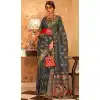 Teal Color Traditional Butta Silk With Woven Work Party Wear Plus Size Saree - 7802178291