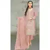 Traditional Organza Embroidered Function Wear Pakistani Style Salwar Suit In Peach - 7809178384