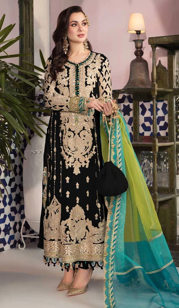 Mesmerizing Black Color Faux Georgette With Embroidery Work Pakistani Wedding Wear Salwar Kameez - 7810178389
