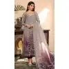 Organza Embroidery Work Party Wear Pakistani Salwar Kameez In Grey And Purple - 7811178391