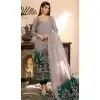 Organza Embroidery Work Party Wear Pakistani Salwar Kameez In Grey And Green - 7811178392