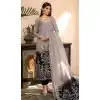 Organza Embroidery Work Party Wear Pakistani Salwar Kameez In Grey And Black - 7811178393