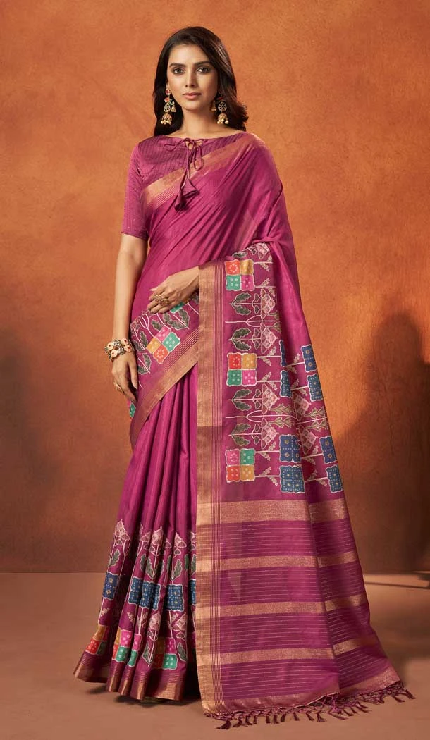 Captivating Pink Color Silk Weaving Work Traditional Designer Wear Saree - 7813178399